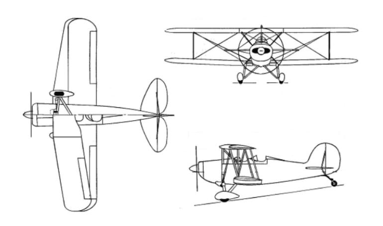 GREAT LAKES 2T-1 Sport GREAT LAKES 2T-1 Sport Trainer WACO CLASSIC 2T-1 G2T1 3D view